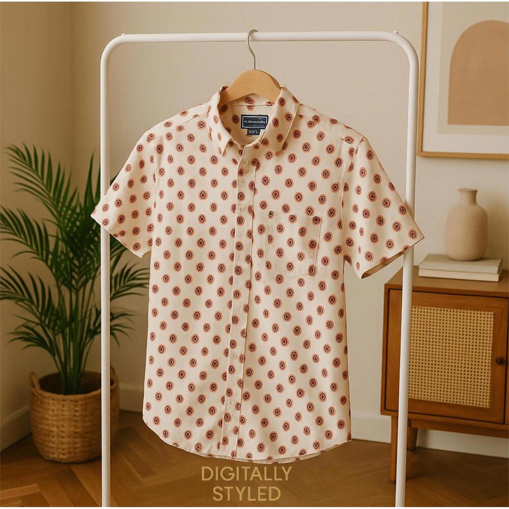 Brixton Shirt, Button Up with Orange and Navy design